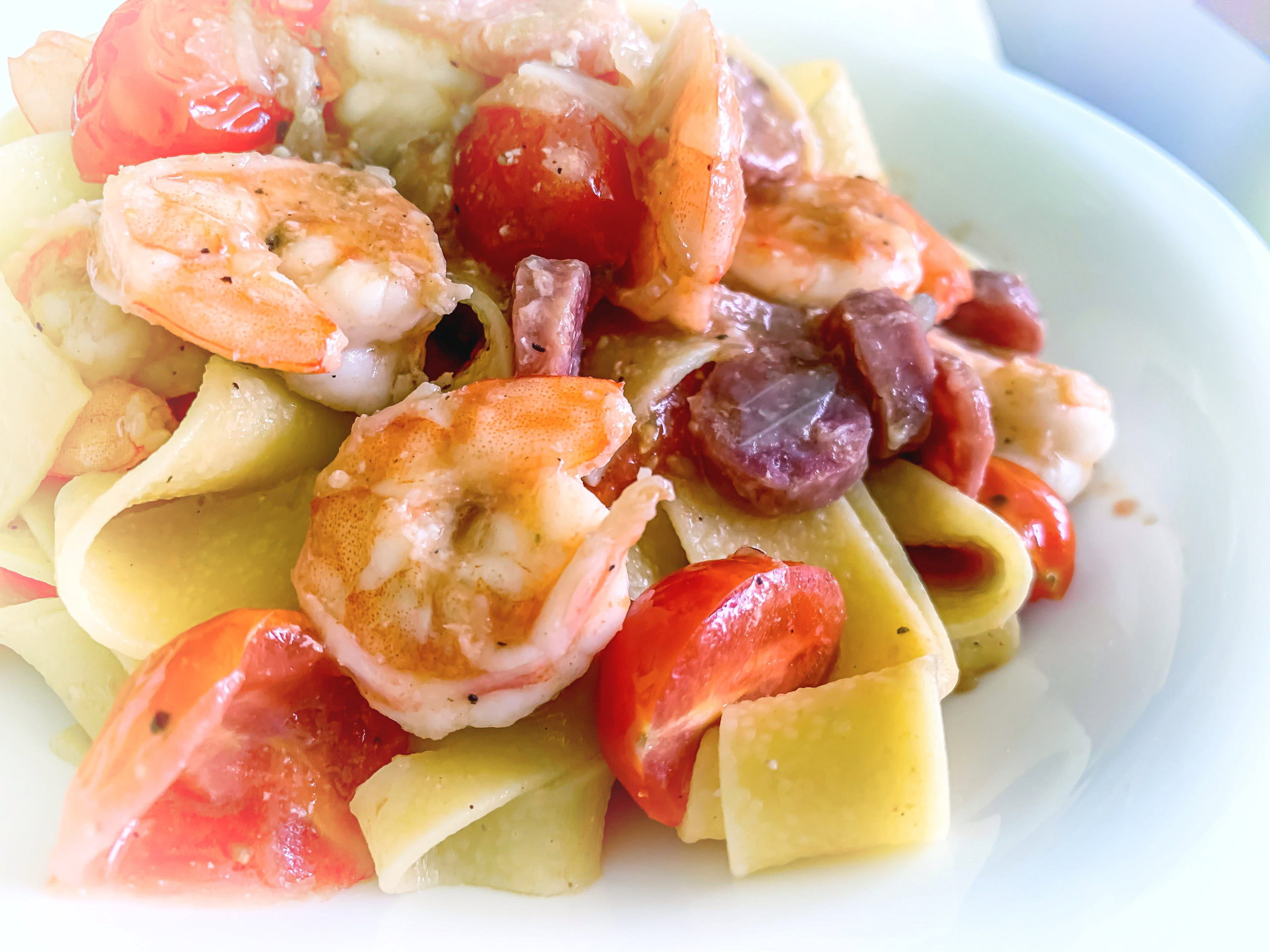 Pappardelle z krewetkami