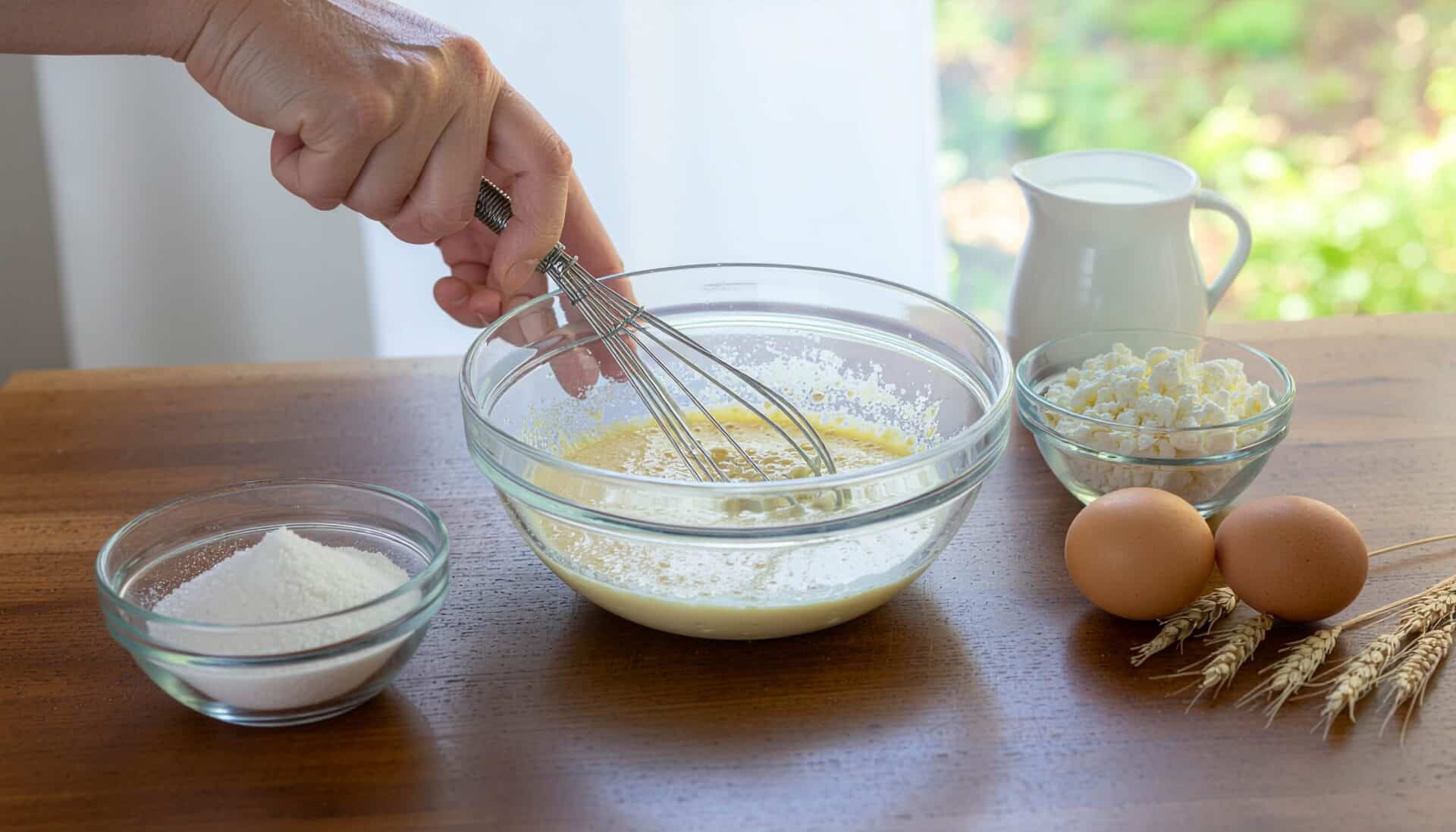 Miska z ciastem na stole