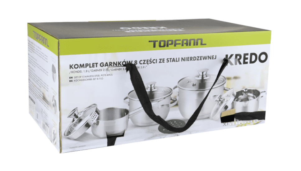 Komplet garnków ze stali nierdzewnej Kredo 8-częściowy