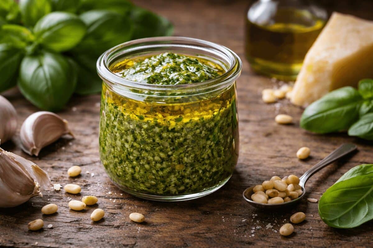 Zielone pesto w słoiczku