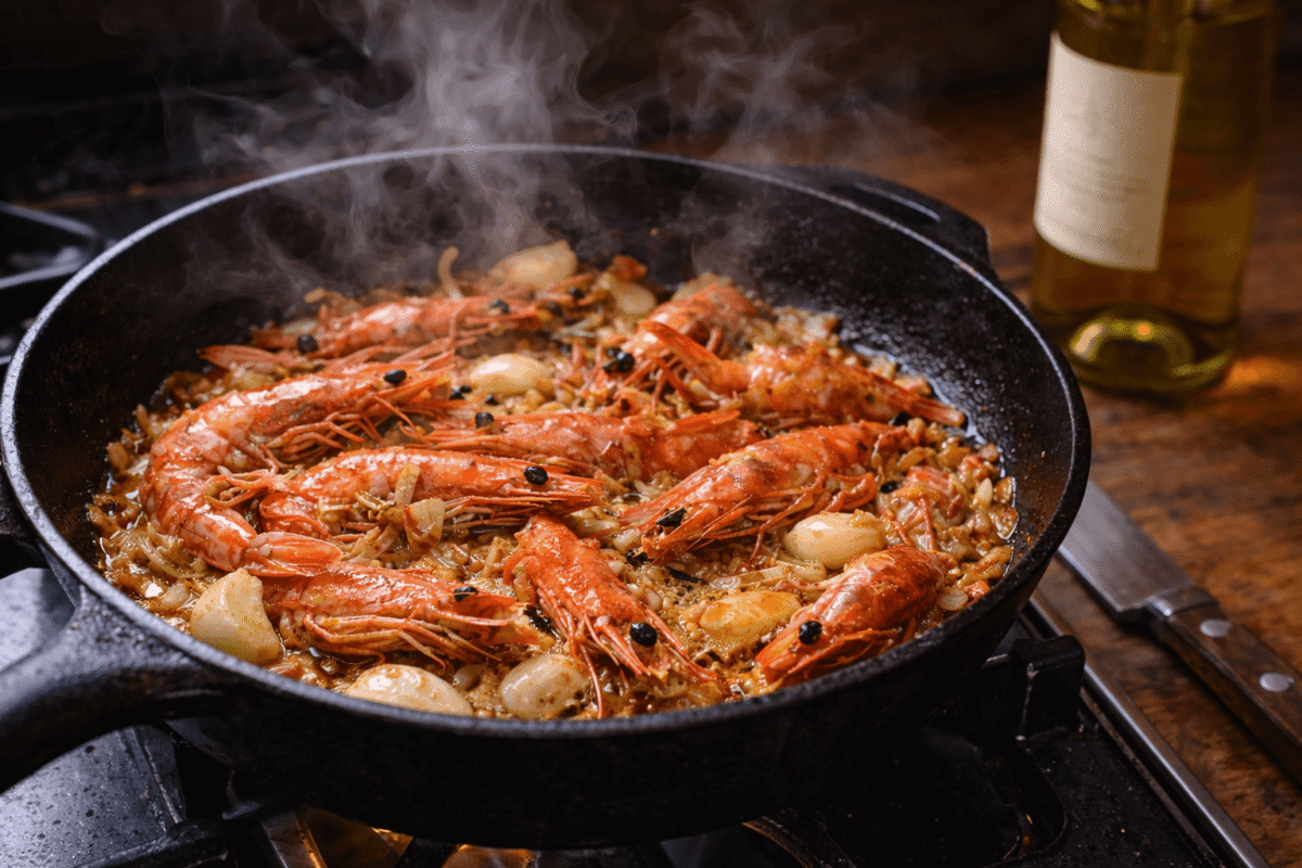 Jak obrać i oczyścić krewetki? Kompletny poradnik dla każdego miłośnika owoców morza 5 Pancerze i głowy krewetek na patelni – baza na aromatyczny wywar do zupy biszkę